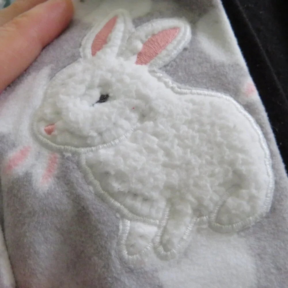 Baby Rabbit Bunny Fleece Footed Sleeper Carter's Pink & Gray Preemie